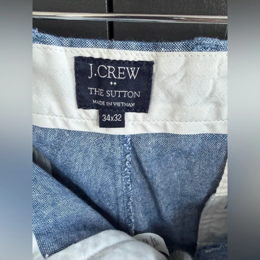 J. Crew | The Sutton | Straight-fit Linen-Cotton Blend Pant | Sky Blue | 34-32